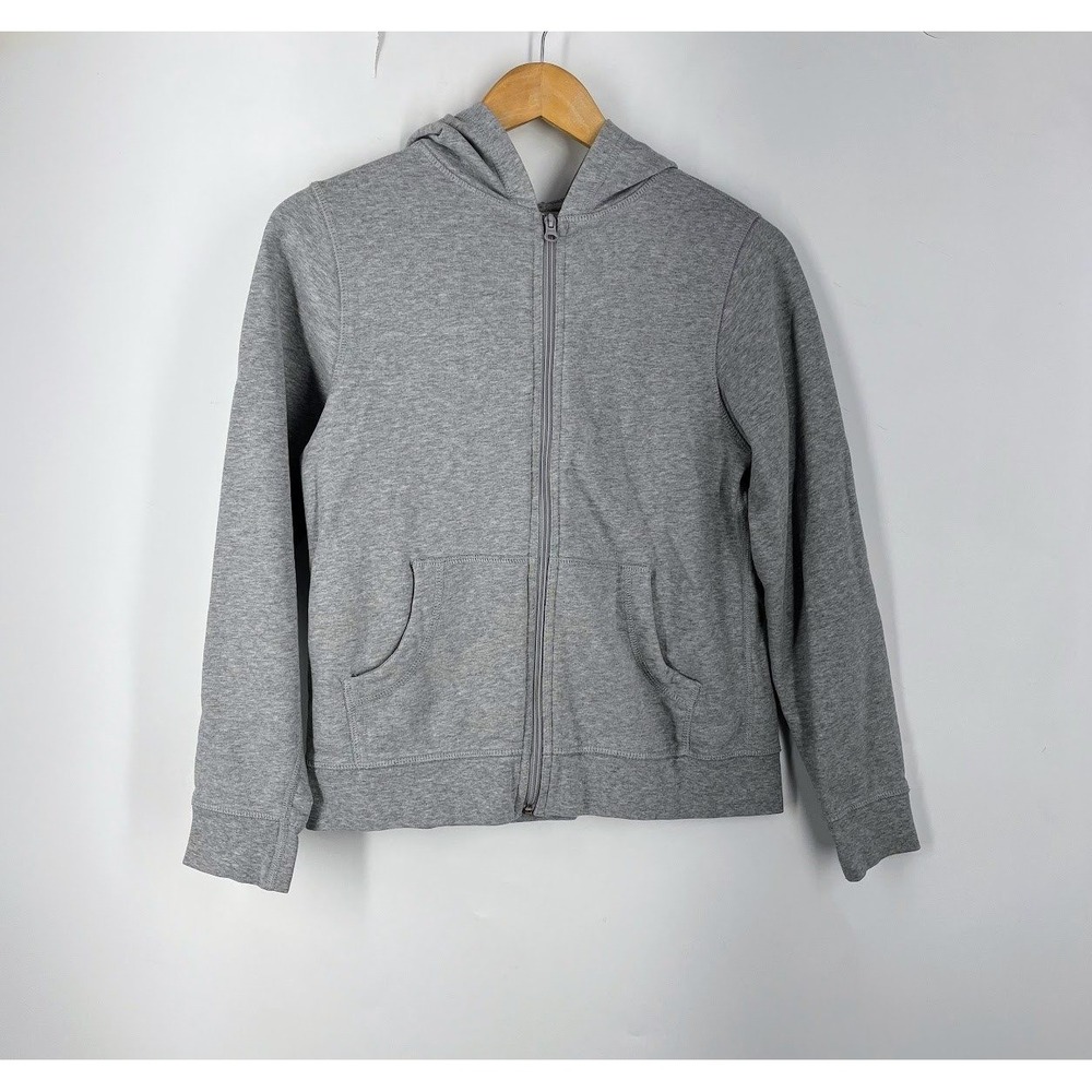 Hanna Andersson Kids Grey Zip-Up Heathered Knit Hoodie Sweatshirt Size 12/150